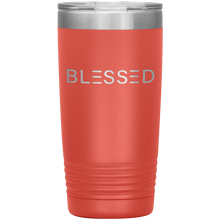 Load image into Gallery viewer, 20 ounce coral tumbler with Blessed etched in silver
