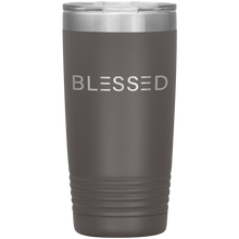 Load image into Gallery viewer, 20 ounce grey tumbler with Blessed etched in silver
