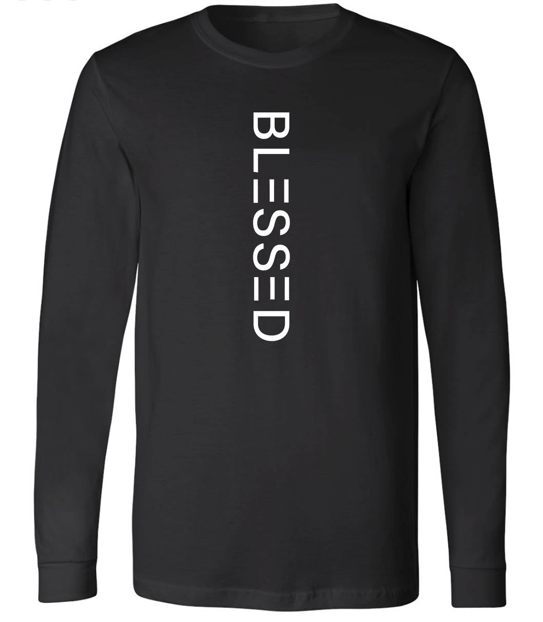 Blessed - Vertical Black Long Sleeve T-Shirt
