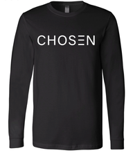 Load image into Gallery viewer, Black Christian long sleeve shirt that says Chosen
