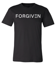 Load image into Gallery viewer, Black Christian t-shirt that says Forgiven
