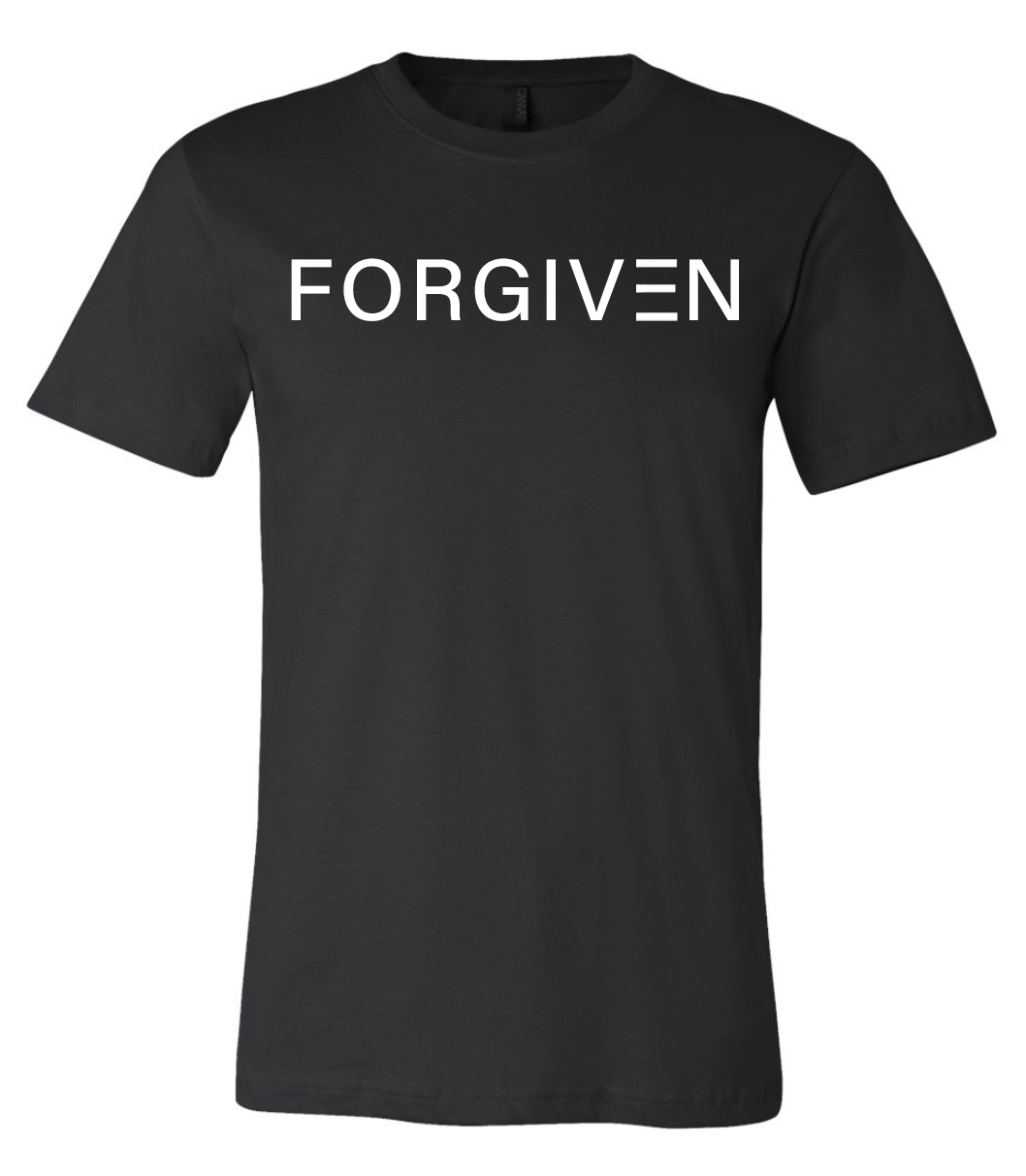 Black Christian t-shirt that says Forgiven