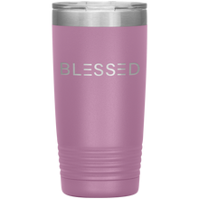 Load image into Gallery viewer, 20 ounce light purple tumbler with Blessed etched in silver
