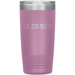 20 ounce light purple tumbler with Blessed etched in silver