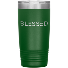 Load image into Gallery viewer, 20 ounce green tumbler with Blessed etched in silver
