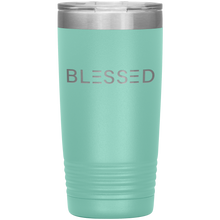 Load image into Gallery viewer, 20 ounce teal tumbler with Blessed etched in silver
